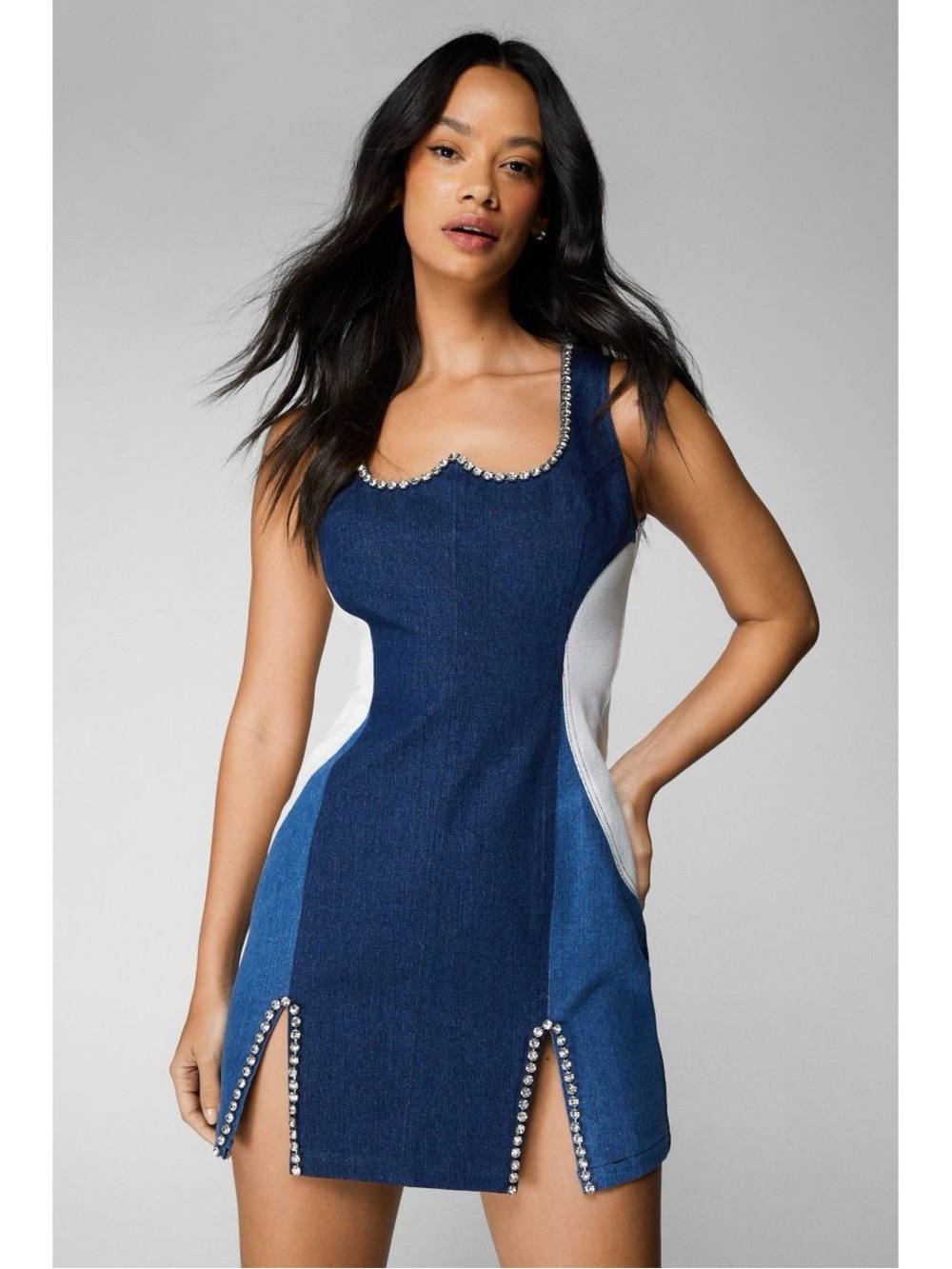 Nasty Gal Diamante Embellished
Denim Mini Dress